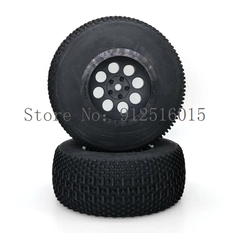 4PCS RC Short Course Truck 1/10 Tires & Plastic Wheels Rims OD110mm Rubber Tire Compatible with Tenacity Traxxas Slash HPI