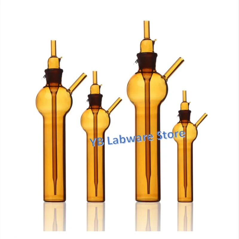 1pcs/lot 10ml/25ml/50ml/75ml/100ml/125ml/250ml lab Transparent/Brown Glass Ball-shape Impact absorber bottle, gas sampling tubes