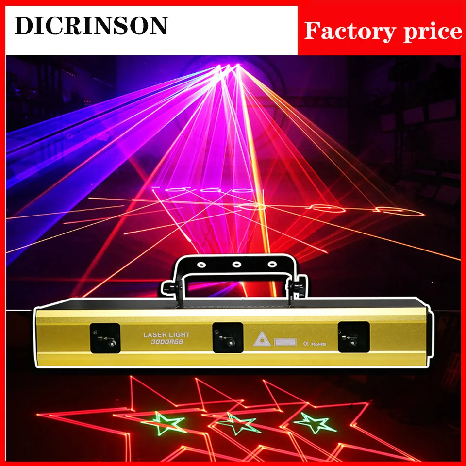 

Professional 3W RGB Stage Lighting Effect DMX Sound Music Scan Laser Projector Lights For DJ Disco Party Club Bar Wedding Lamp