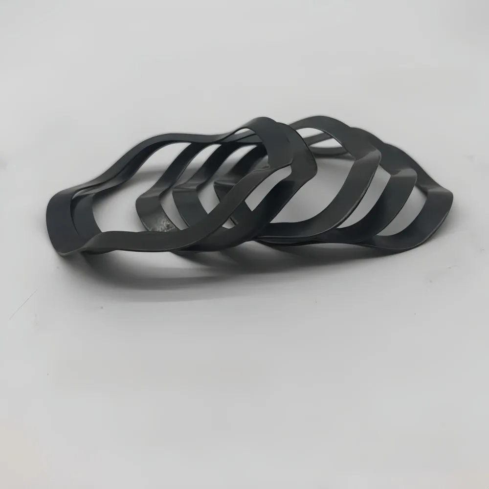 . M3-M118 65Mn Manganese Steel Wavy Spring Washers, Three Wave Crest Elastic Crinkle Gaskets, Black Wave Spring Washers