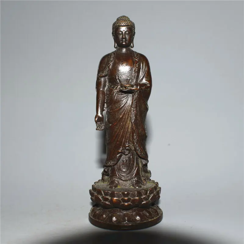 

Chinese Antique Bronze Sakyamuni Standing Buddha Statue,ming Dynasty Collection Ornaments Statues for Decoration Figurines