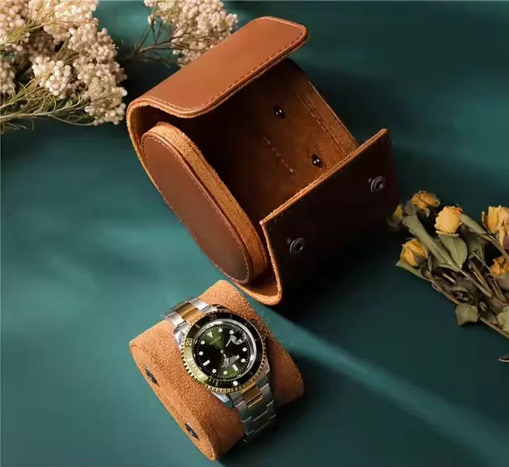 Estojo de relógio de viagem portátil de luxo prático rolo de couro com caixa de material de embalagem elegante para relógios
