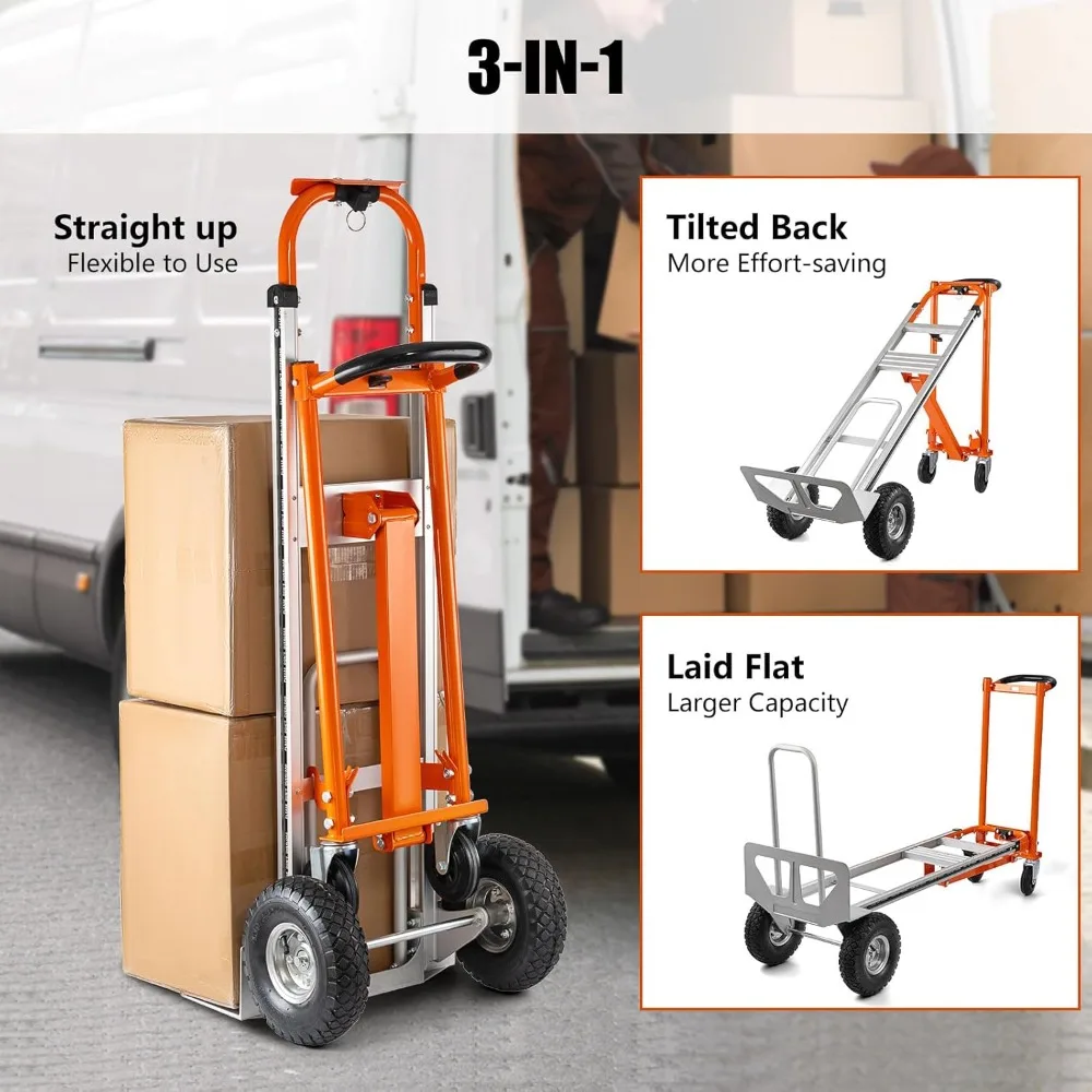 Convertible Hand Truck, 3in1 Aluminum Hand Truck 880 lb Capacity, Utility Cart Converts from Hand Truck Dolly