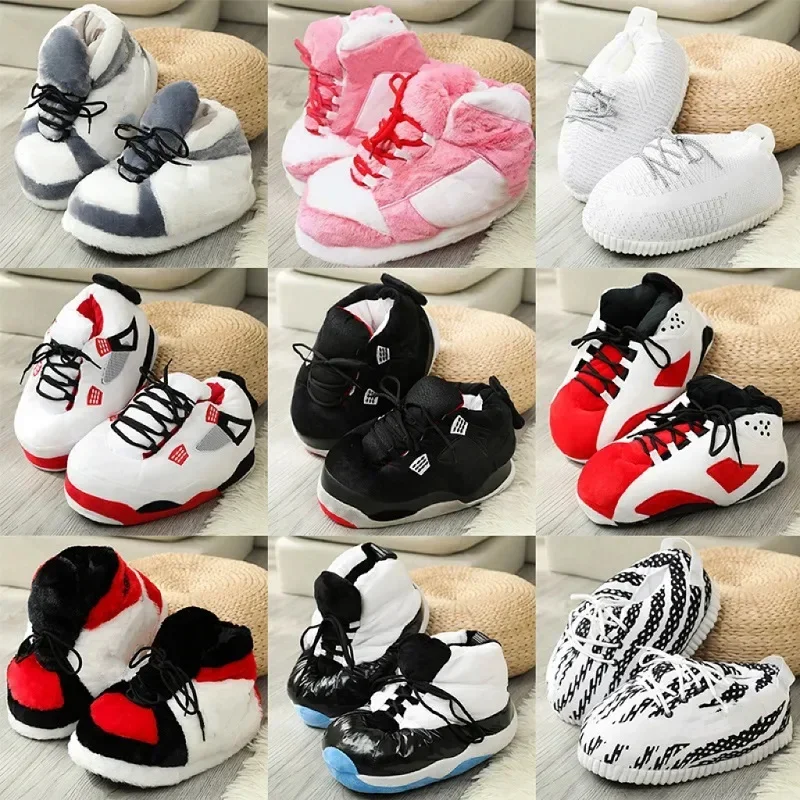 Women\'s/Men Winter Cotton Cute Shoes Cute Cartoon Animal Warm Home Plush Shoes Woman Male Foam Sneakers Bread Fat Slippers Size