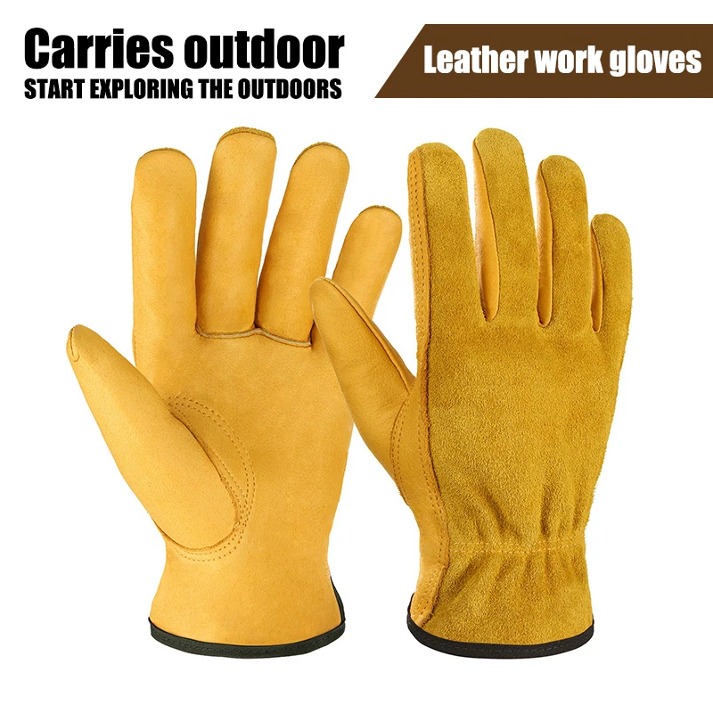 Multipurpose Cowhide Leather Work Gloves Non-slip Breathable Safety Gloves for Welding Gardening Construction Mechanic Driving