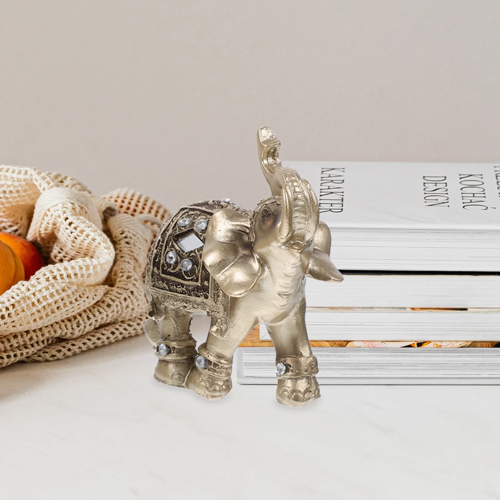 

2pcs Golden Figurines Resin Craft Small Resin Elephant nament Statue European Home Decor Gifts Desk Shelf nament