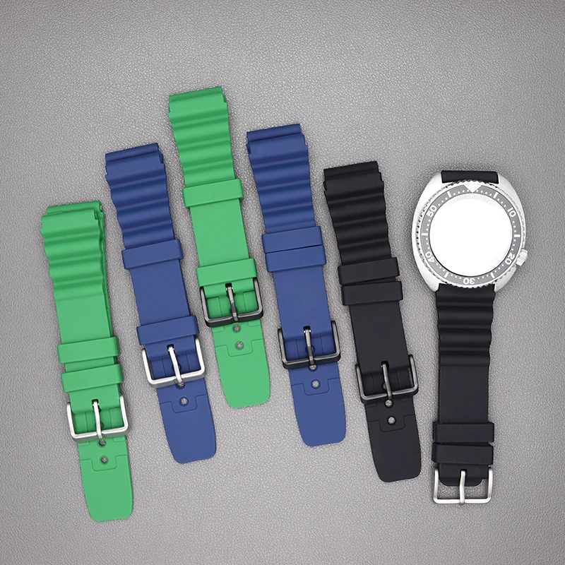 

22mm Rubber Silicone Bracelet Men's Watches Strap Stainless Steel Buckle skx007 skx013 SKX009 Watchband Wristband Accessories