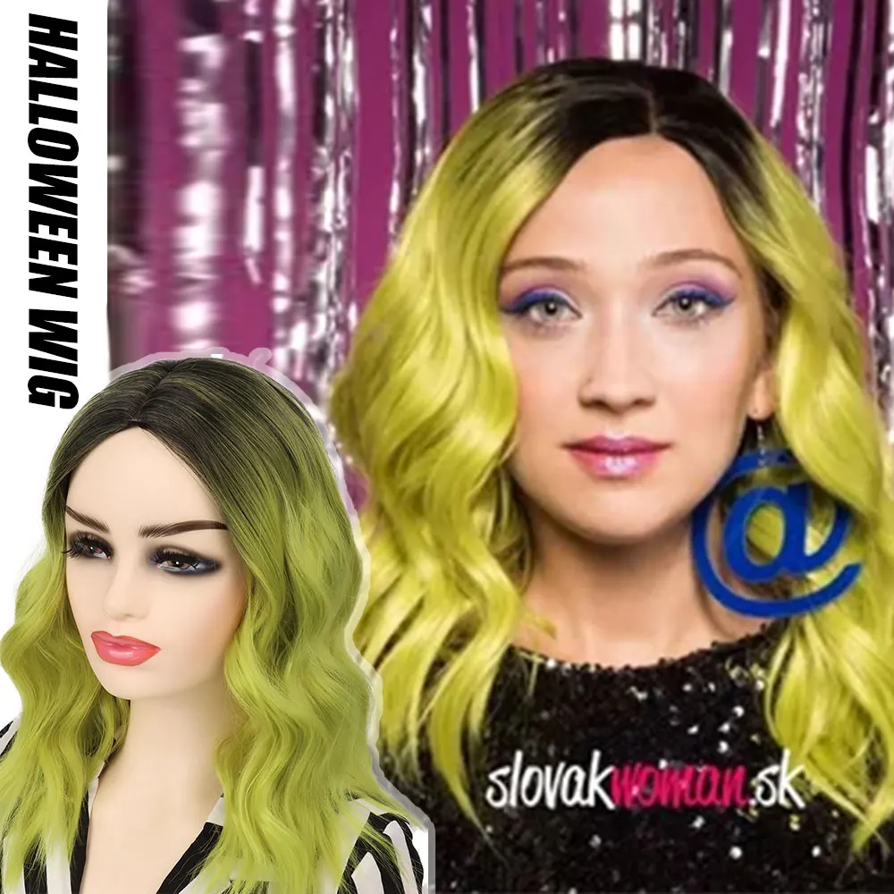 Green Bob Wigs for Women Synthetic Short Wavy Curly Wig Ombre Wigs St.Patrick's Day Wig Party Halloween Cosplay Wig