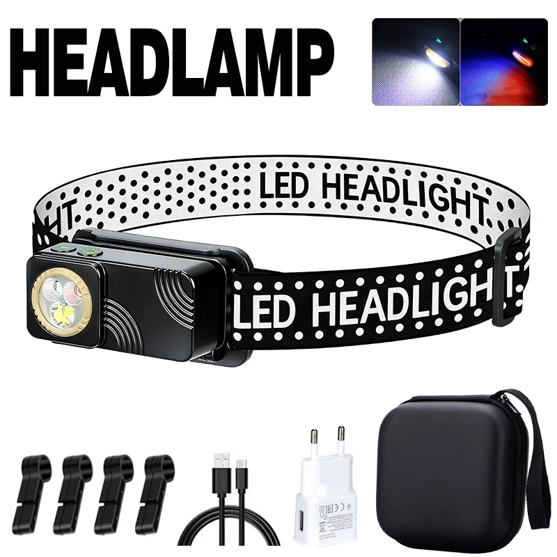 

Multi-Function Rechargeable EDC Flashlight,400LM Magnetic Work Light w/ Head Strap USB C Waterproof for Camping Repair Emergency