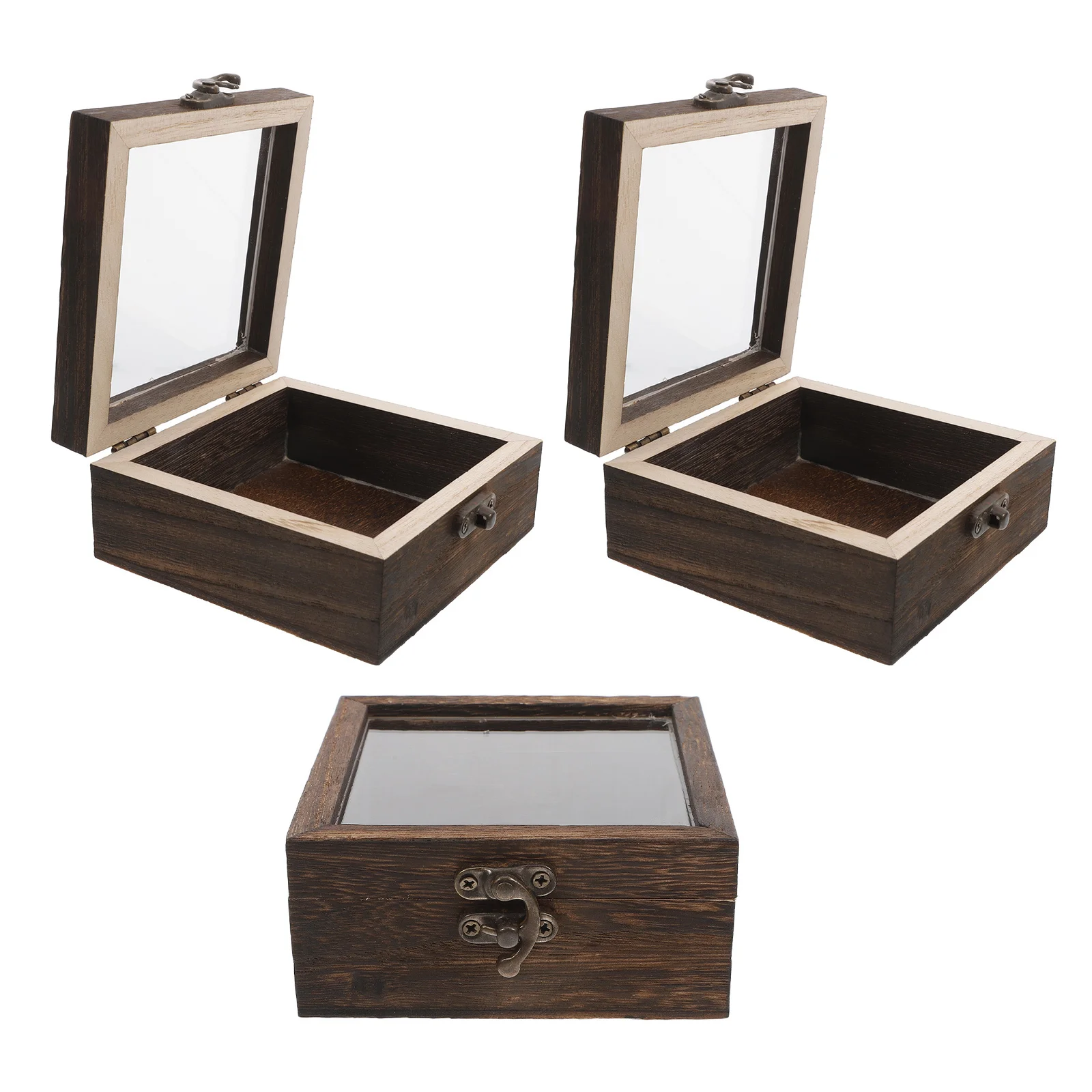 

3Pcs Insect Specimen Display Case Wood Shadow Box Frame Transparent Lid 3.93inch Tabletop Showcase Butterfly
