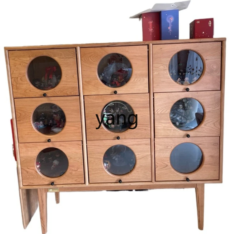 

YJQ solid wood retro display wooden bucket cabinet antique furniture living room display cabinet