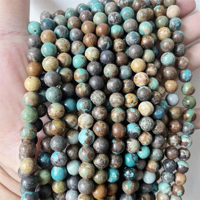 Rare 8MM Natural Hubei Turquoise Stone Loose Beads For Raw Genuine Mineral Jewelry Necklace Bracelet Making Design Gemstone