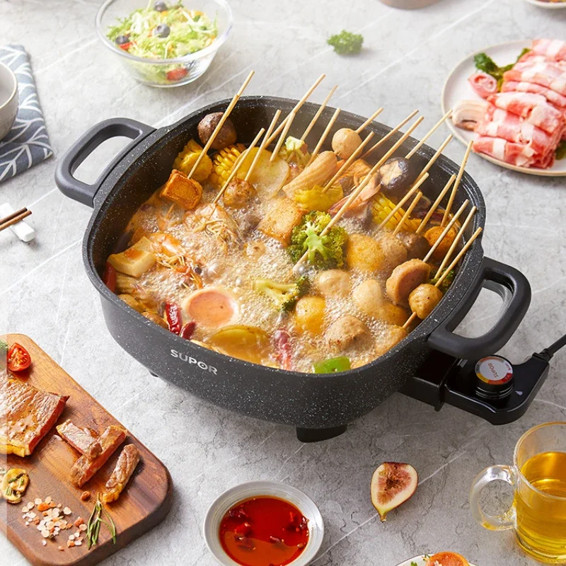 Electric Chafing Dish Household Multi-Functional Electric Caldron Food Warmer Hot Pot Small Electric Heat Pan Non-Stick Pan