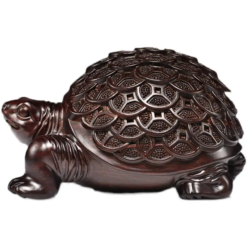 Wood Carved Scarab Living Room Decoration Office Desktop Feng Shui Transfer Decoration Red Solid Wood Turtle Gift