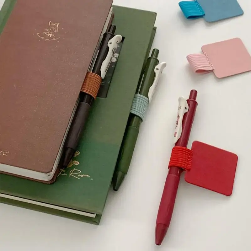 5/10Pcs Elastic Pen Loop Holder for Notebooks Journals Planners Assorted Colors Office School Supplies PU Leather Pen Clip