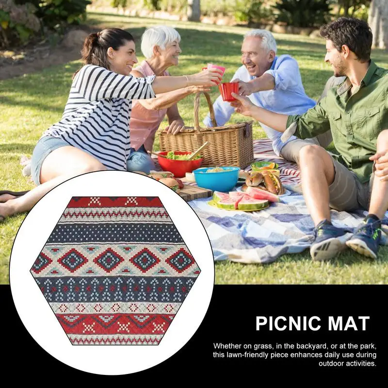 

Foldable Hexagon Outdoor Camping Picnic Blanket Beach Mat Waterproof Tent Sleeping Mat Blankets Camping Accessories