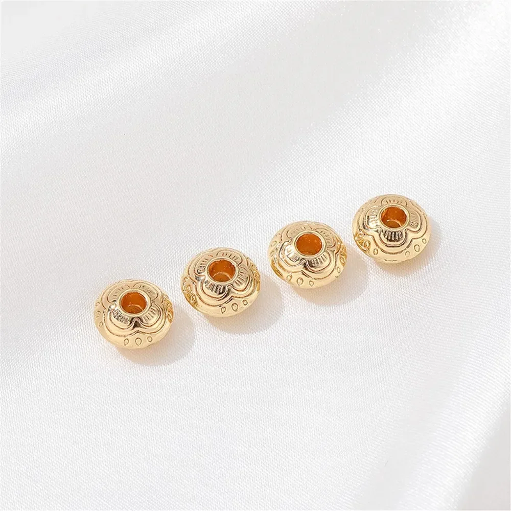 14K مطلية بالذهب قطع الصحن الطائر أنماط منفصلة الخرز المسطح اليدوية DIY بها بنفسك صنع أساور مواد المجوهرات اكسسوارات