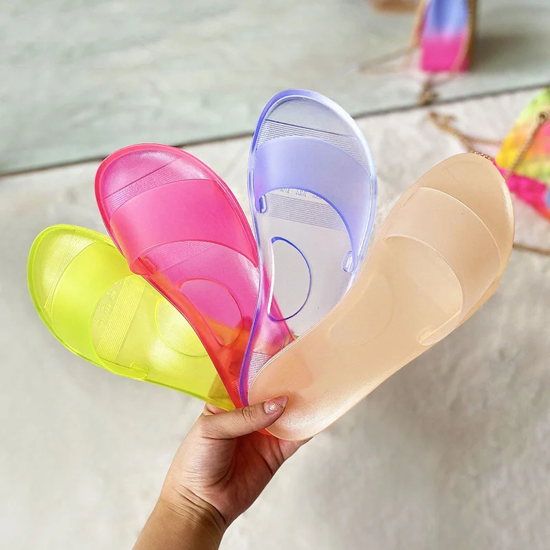 Transparent jelly sandals for women, transparent color slippers for summer, slip-on, beach, shoes for indoor and outdoor areas