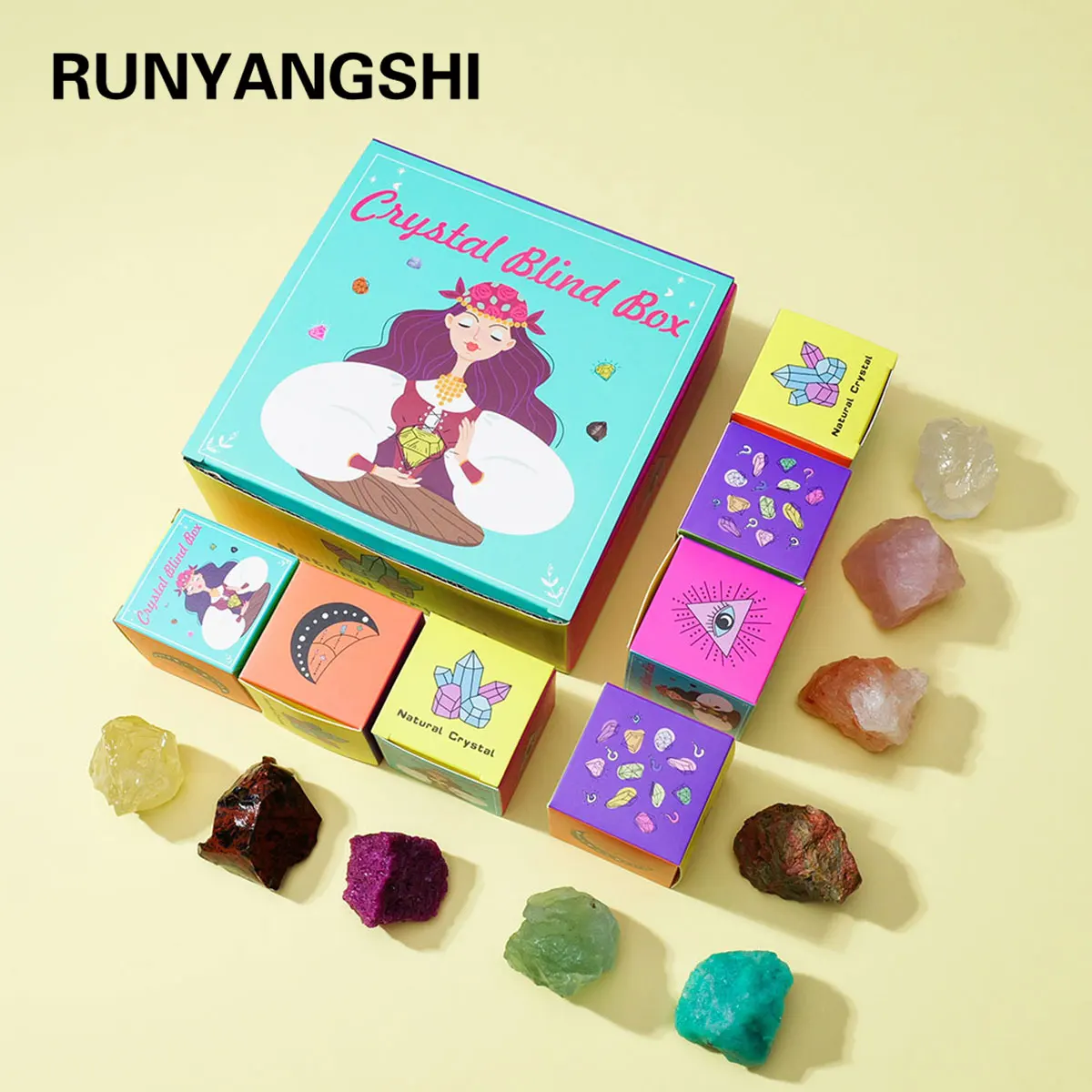 عينة معدنية كريستالية طبيعية ، جمع طاقة الزجاجة ، صندوق أعمى ، تعليم الجغرافيا ، هدية الديكور