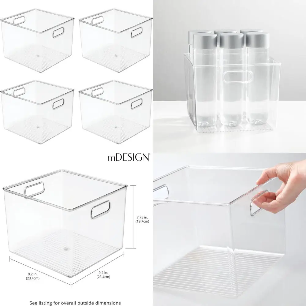 

Прозрачные пластиковые корзины для хранения с ручками, 4 шт., современный органайзер для дома