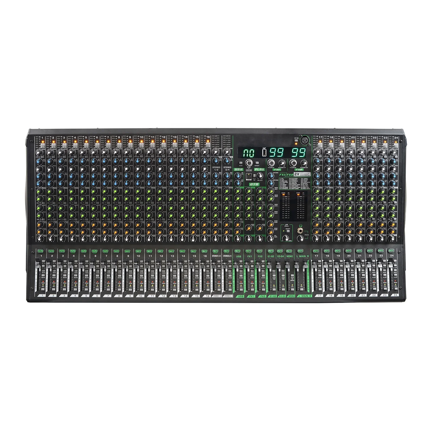 

KING Series New Design Built-in 6 AUX/Dual 99DSP/4 Groups/4 Band EQ 16/24/32 Channel Music Professional Audio Mixer