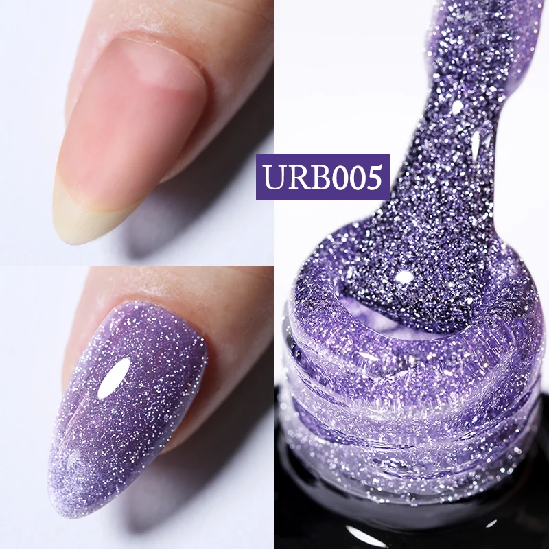 UR SUGAR 7ml Reflective Glitter Rubber Base Gel Nail Polish Glass Bottle Sparkling Sequins Soak Off UV Gel For Manicure