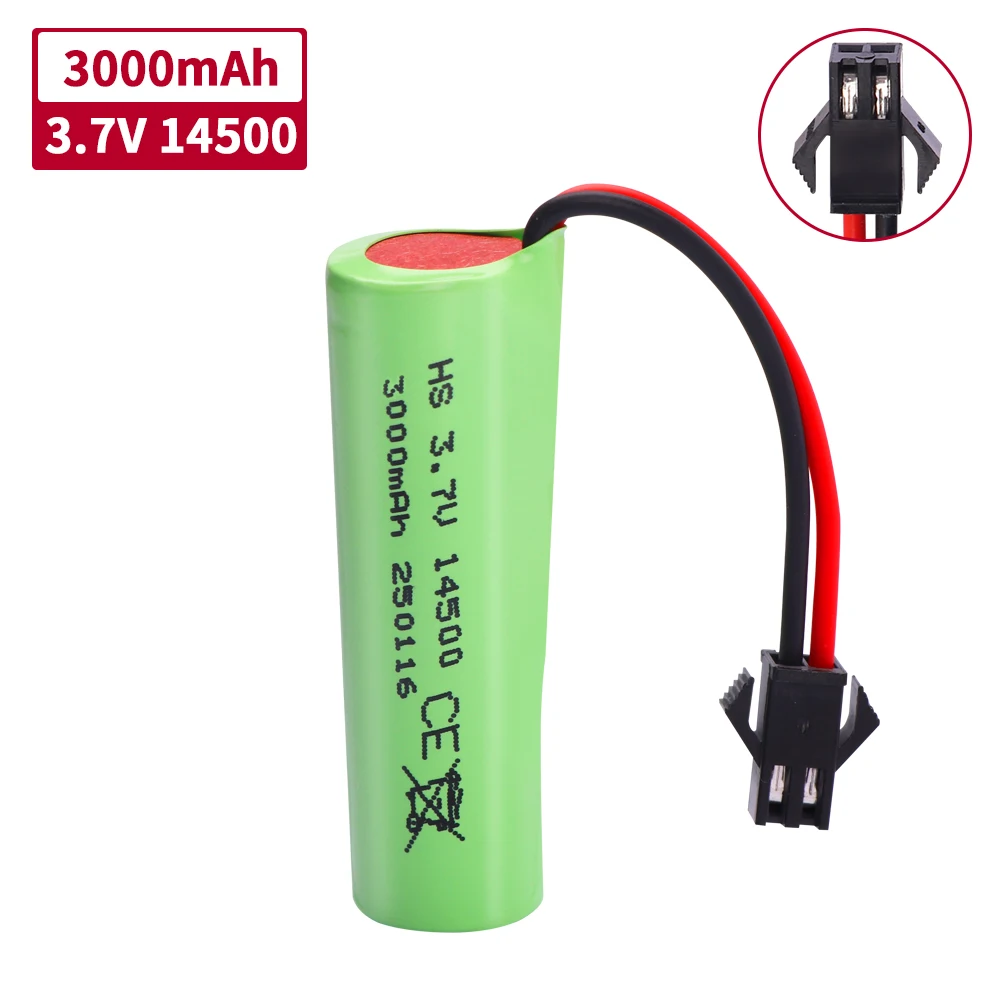 Upgrade 14500 3.7 V 3000 mah Li-ion Batterij Voor C2 D828 RC Stunt Dump Auto Speelgoed Accessoire 3.7 V 14500 Li-ion batterij met SM-2P Plug
