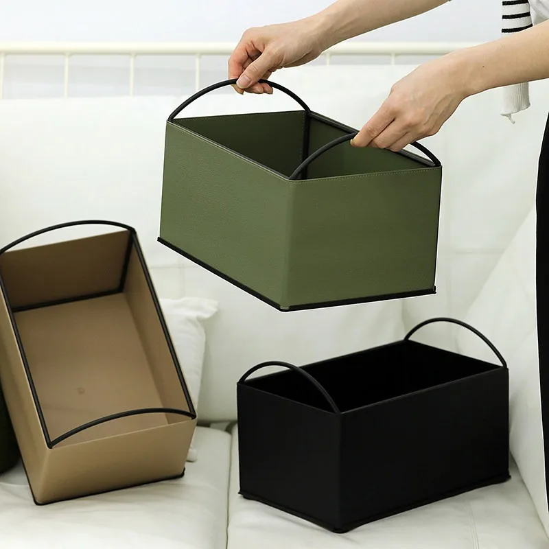 luxury-minimalist-leather-storage-box-31cm-black-desktop-organizer-tray-for-living-room-entryway-home-office-desk-decor-gift