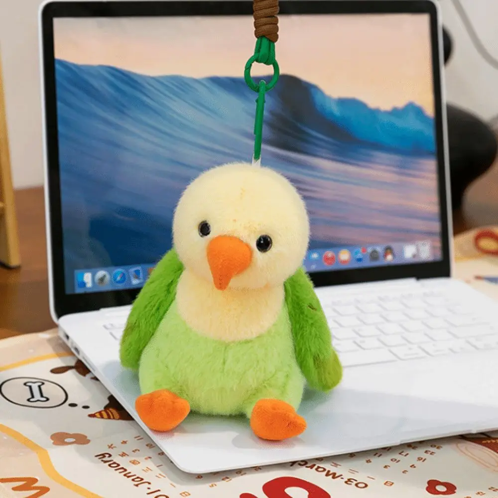 Cute Animal Bird Plush Keychain Realistic Sparrow Bird Doll Pendant Colorful Kawaii Furry Birds Keyrings Birthday Gift