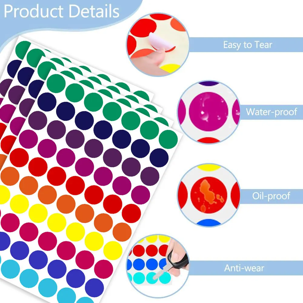 700-1400 PCS Colored Dot Stickers Round Color Coding Labels Circle Dots Labels Price Stickers Polka Circle Dot Stickers Label image 3