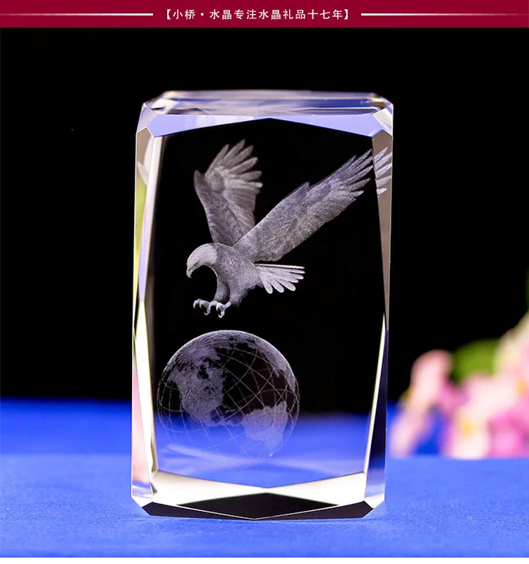 GOOD ART HOME shop Talisman- TOP COOL ART animal eagle hawk FENG SHUI Figurine 3D Crystal decorative art statue