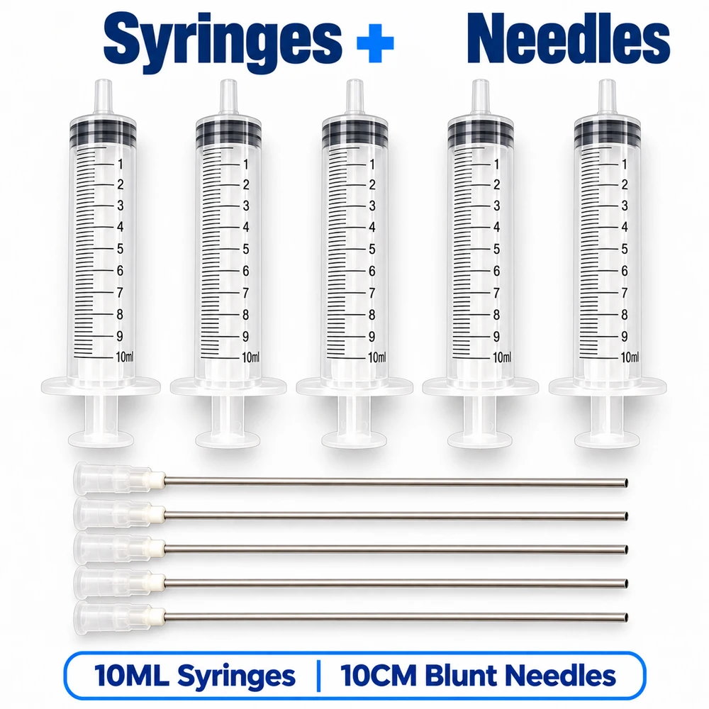 5pcs Add the Ink Tool 10ML Syringe Injector for Refilling Ink CISS Ink Cartridges with 10cm Long Needle