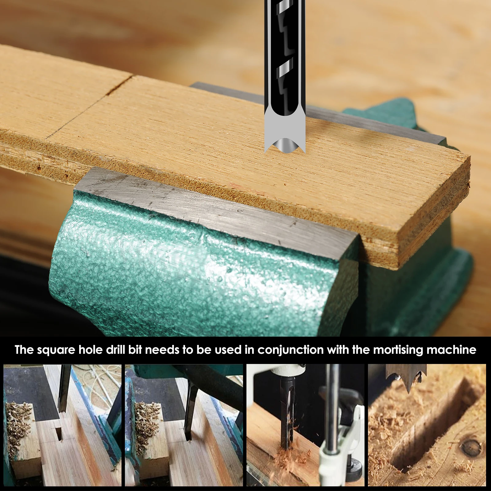 Outils de foret à ciseau à mortaise pour trou carré, acier rapide, calcul de dureté élevée, scie cloche de travail, jeu de forets pour le bois, nouveau, 6 pièces