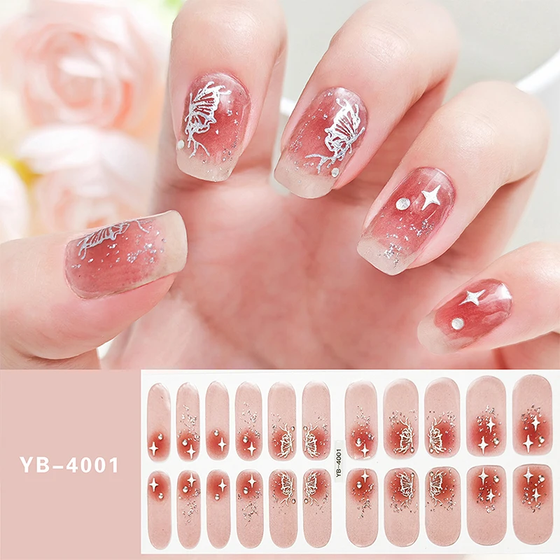 DIY Full Cover Nagel aufkleber Mode Nagel dekoration Glitter selbst klebende Maniküre Designer Nail Art Aufkleber langlebig