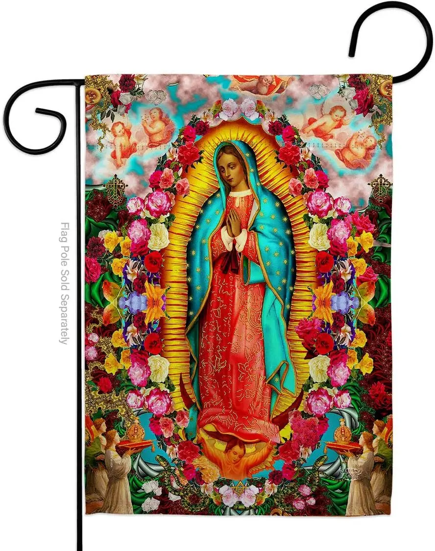 Our Lady of Guadalupe Flag Home Decor Faith Hope Grace Grave Yard Decorations For Cemetery Peace Dove Religious Decoration Relig