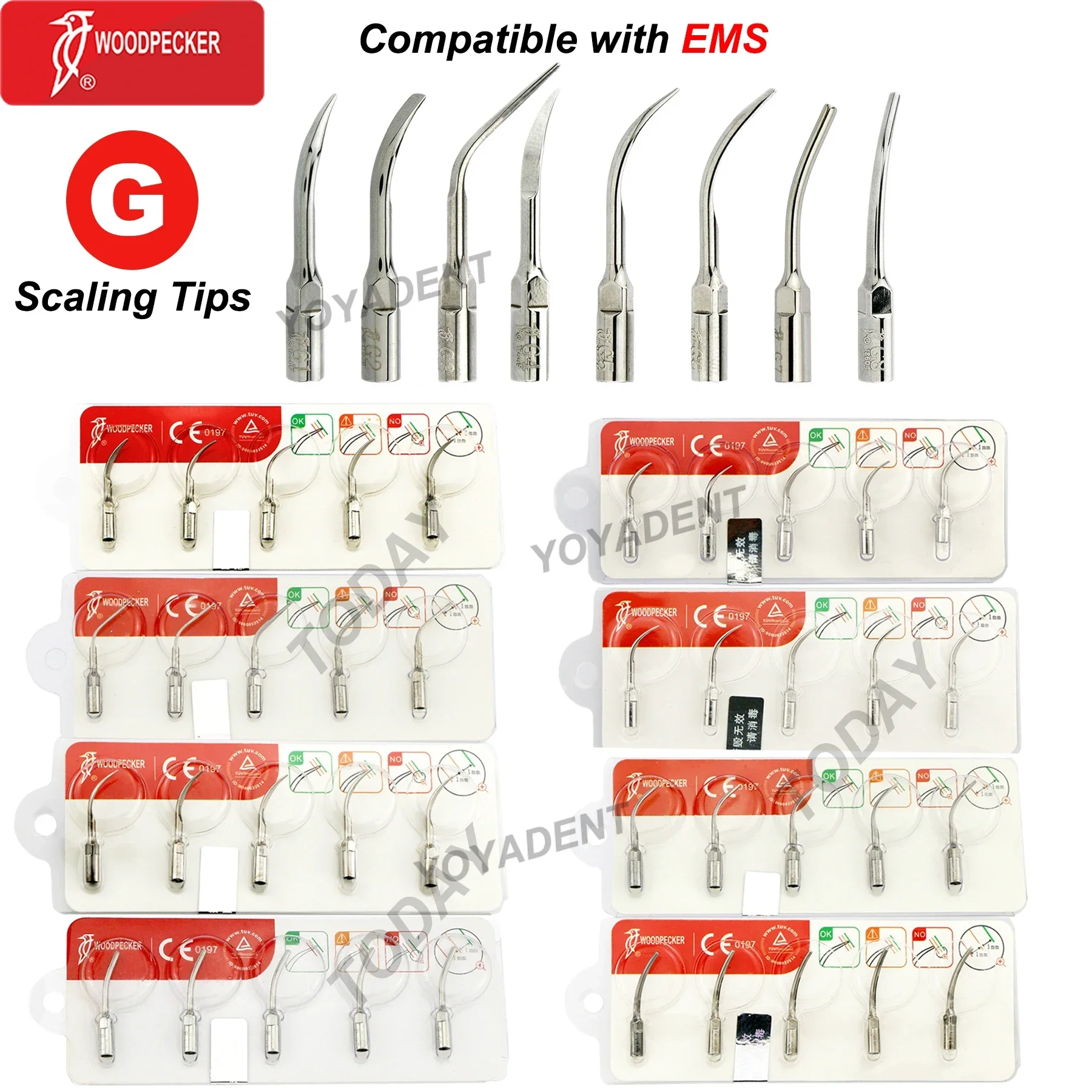 

5Pcs Original Woodpecker Dental Ultrasonic Scaler Tips G Scaling Tip Fit EMS UDS Scaler Handpiece