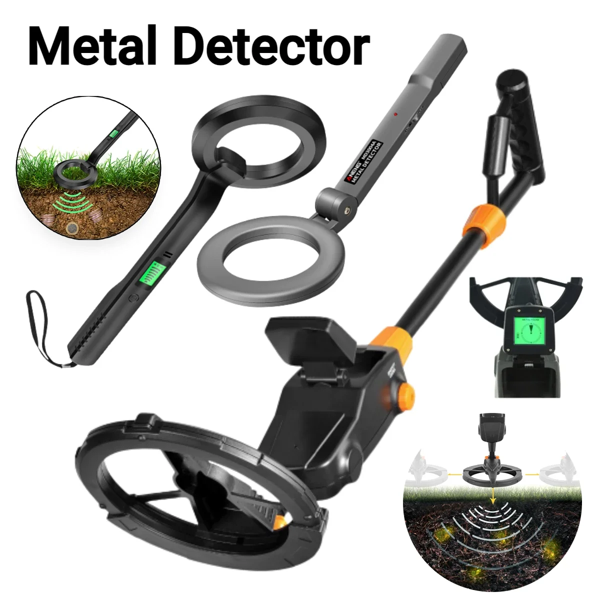 MD1008A Underground Metal Detector Adjustable Gold Silver Jewelry Treasure LCD Display Waterproof Search Metal Seeker Tools