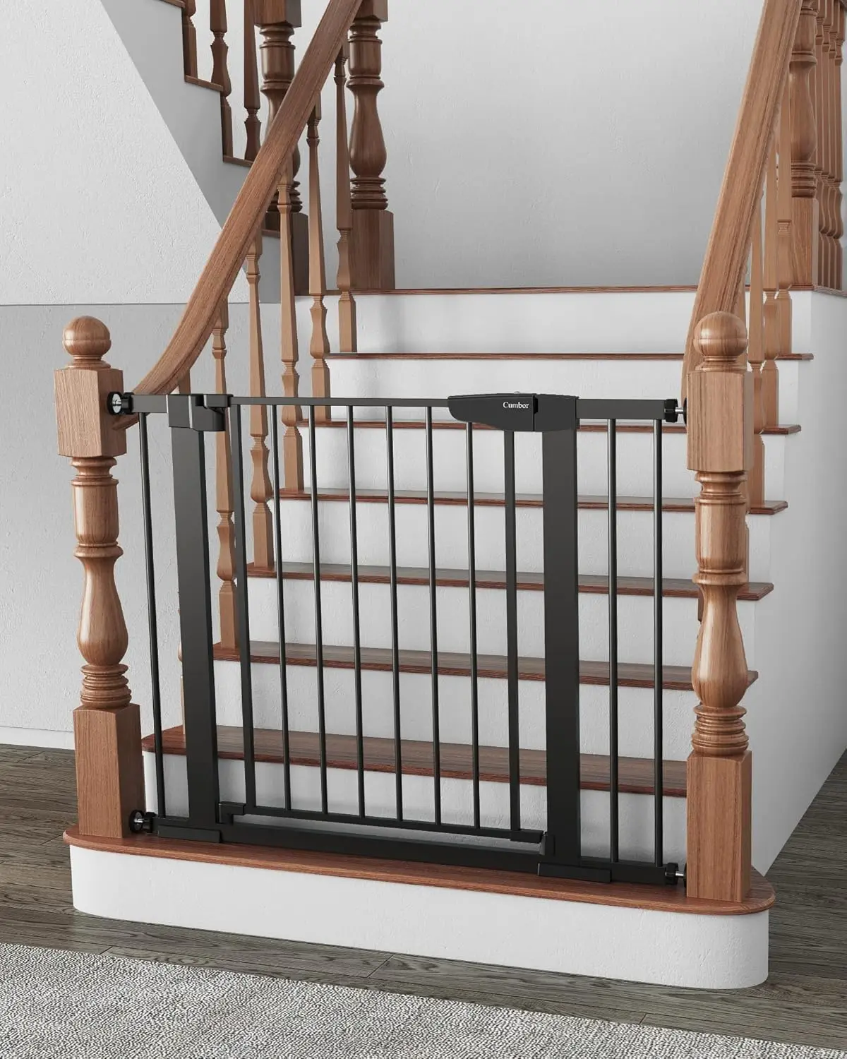 

Auto-Close Safety Gate for Stairs and Doorways, Pressure Mounted, Adjustable 29.7-40.6 Inches, Black