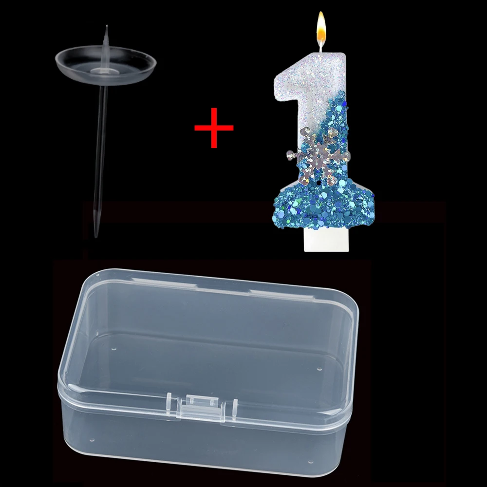 Snow Number 0-9 Birthday Candles - Votive Cake Decoration for New Year, Christmas & Party Celebrations