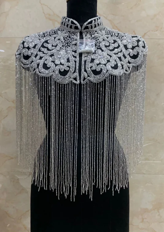 Indian Handmade Beaded Long Tassel Cheongsam Shawl