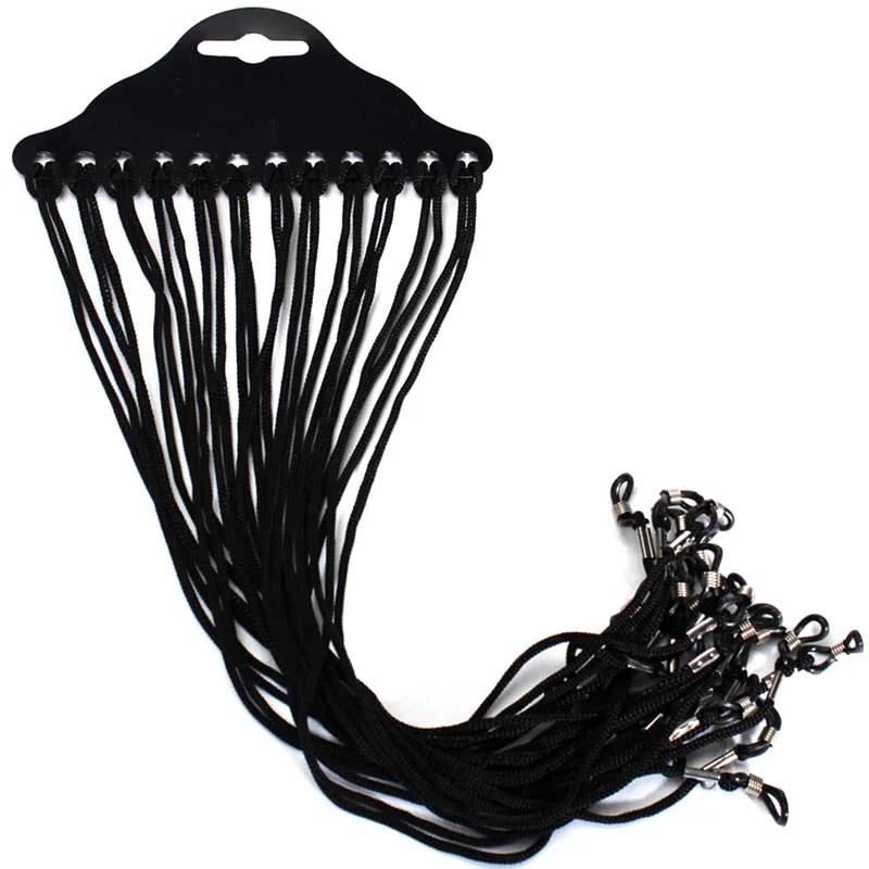 12pcs/set Black Nylon Cord Eyeglass Holder Sunglass Eyewear Glasses Neck String Strap