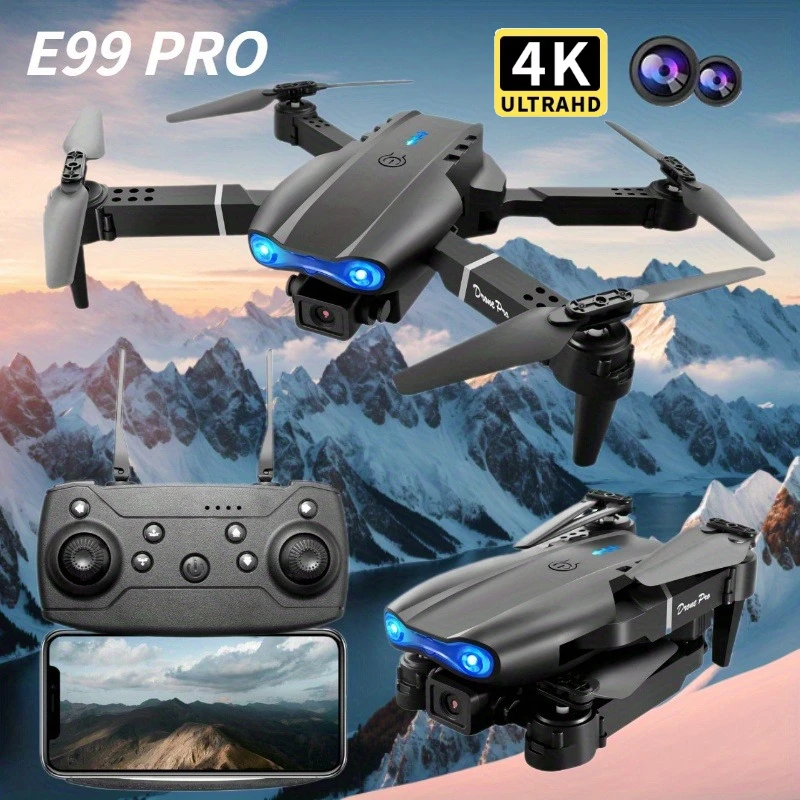 โดรนรุ่นใหม่ E99 Pro HD 4K กล้องคู่ โหมดรักษาระดับความสูง พับเก็บได้ มินิโดรน WIFI ถ่ายภาพทางอากาศ ของเล่นควอดคอปเตอร์บังคับวิทยุ เฮลิคอปเตอร์โดรน
