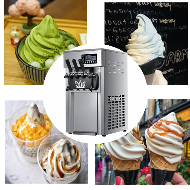 Stojąca na stole maszyna do lodów z trzema smakami jogurtownica komercyjna maszyna do lodów miękkich maszyna do lodów Sorbet Gelato maszyna do jogurtu