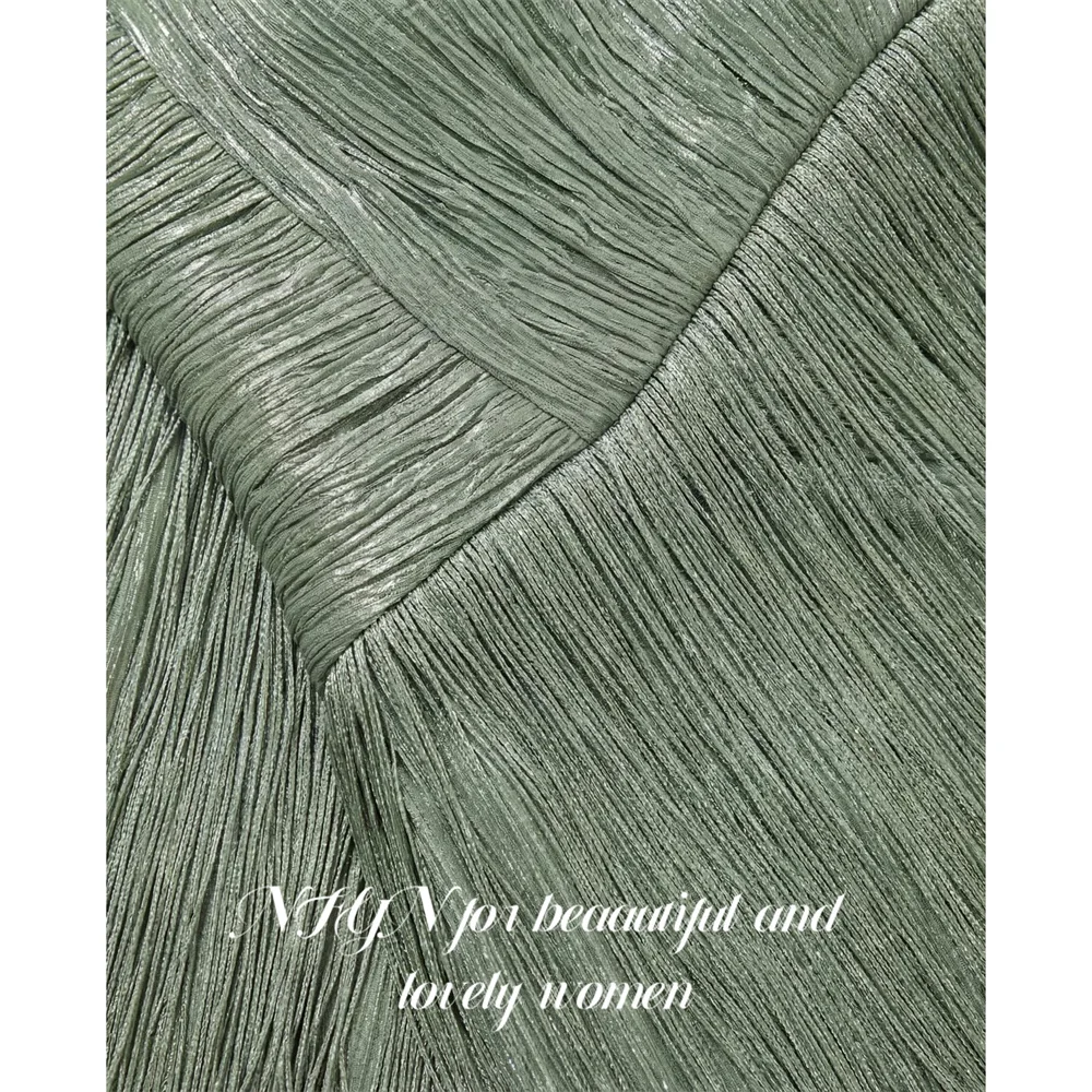 NFYN Sage Green Evening Dresses Tank Sleeveless Party Dress with Tassel vestidos de fiesta Straight Prom Gowns Simple Customized image 5