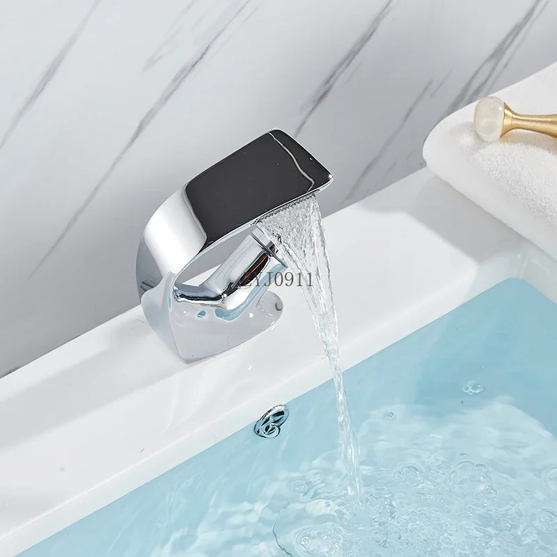 الكروم الحمام صنبور سطح الخيالة حوض بالوعة خلاط صنبور الماء الساخن البارد مقبض واحد غسل سفينة بالوعة الصنابير رافعة #4