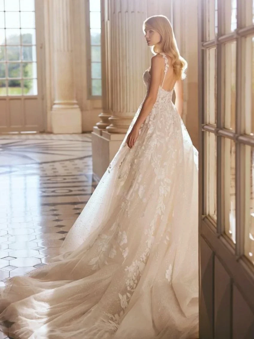 فساتين زفاف دانتيل للعروس فاخرة مخصصة Para Boda Por La Iglesia Vestidos Mas Vendidos Sob Medida Blanco Civil