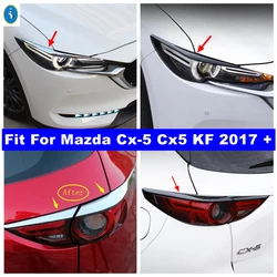 Headlight Eyebrow Cover Trim Head Tail Lights Lamps Eyelid Fit For Mazda Cx-5 Cx5 KF 2017 - 2023 Carbon Fiber Exterior Accessory