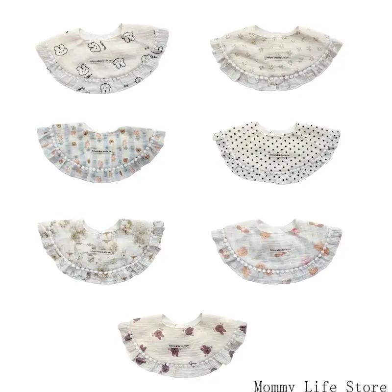 

Soft Breathable Burp Cloth Cotton Gauze Baby Bib Princess Embroidery Oversized Water Proofing Multi Use for Infants