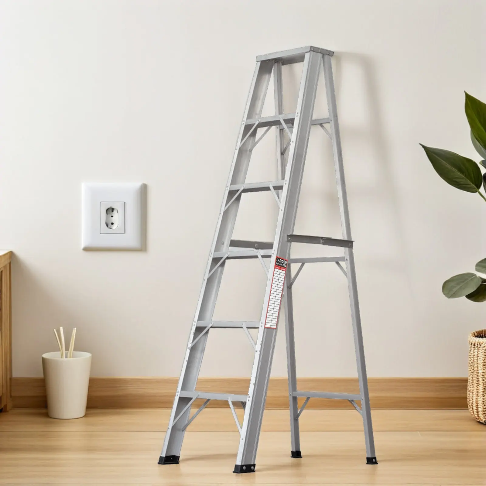 50Pcs Step Ladder Safety Tags Red Vinyl Inspection Stickers Self Adhesive Waterproof for Industrial Maintenance Daily Weekly