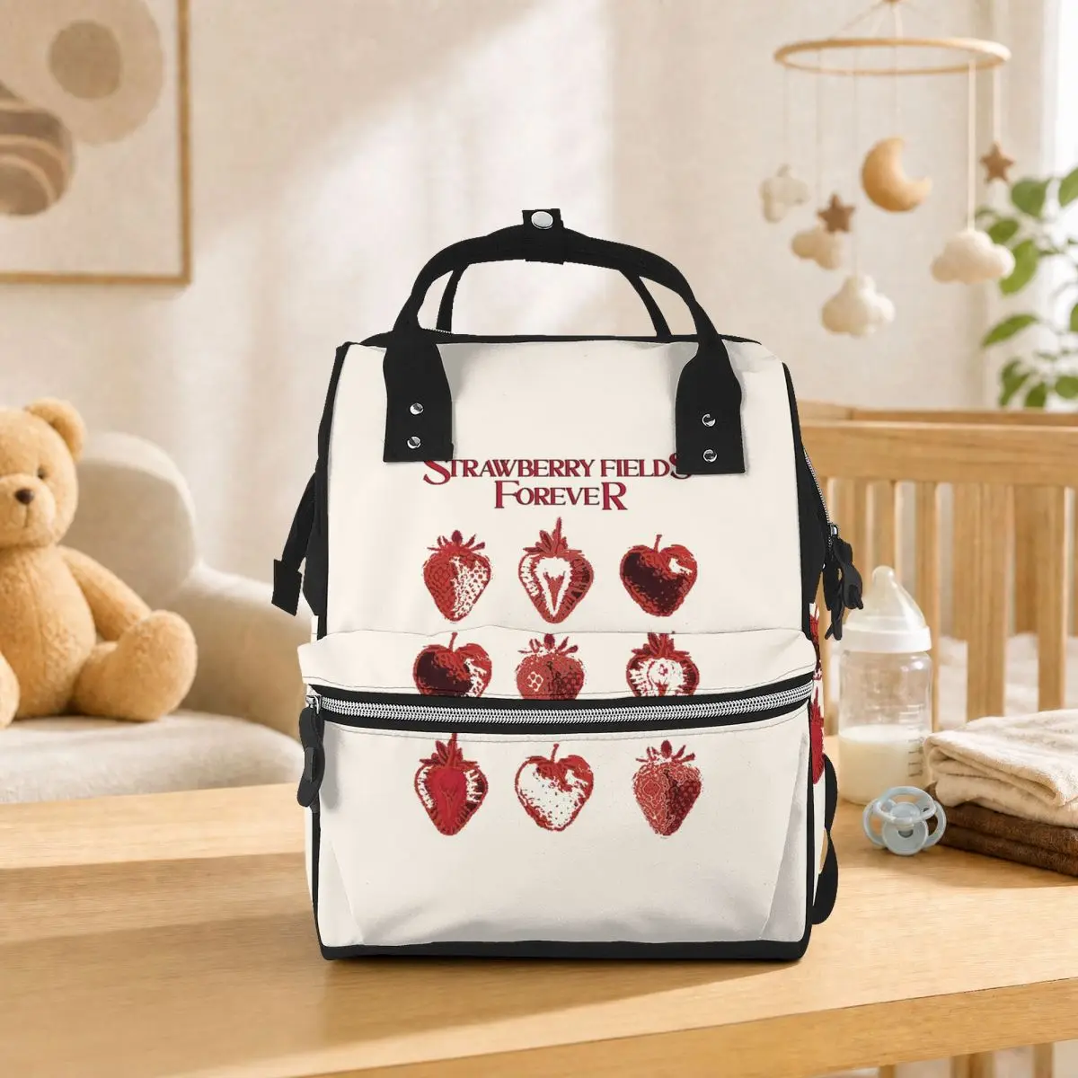 Strawberry Fields Forever The Beatle Band Student Backpack School Bag Hiking Travel Daypack for Men Women Bookbag Shoulder Bags